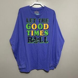 Mardi Gras Graphic T-Shirt Mens 3XL Purple Let The Good Times Roll Fat Tuesday
